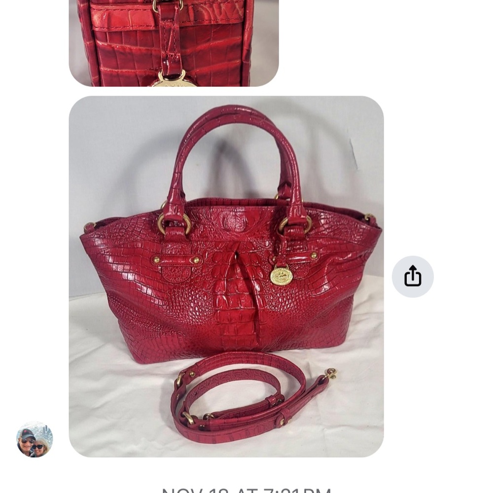 Brahmin Red Crocodile-Embossed Shoulder Bag - Picture 6 of 6